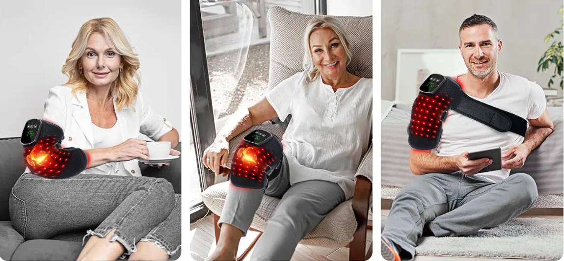 People using a Plexda Knee Massager on different body areas