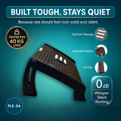 Adjustable Foot Rest for Office Chair with Massage Texture and Roller | Ergonomic Footrest Under Desk with 6 Heights | Leg Resting Stool for Home, Office Table and Sofa (Footrest 2)