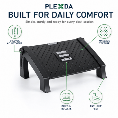 Plexda® Adjustable Foot Rest for Office Chair with Massage Texture and Roller